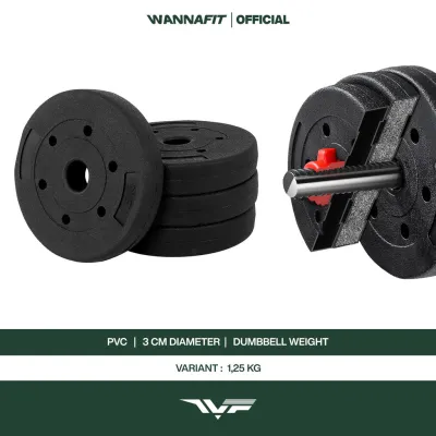 WANNAFIT Plat 125kg Dumbbell / Barbell PVC | Plate Dumbel Barbel | Alat Latihan Beban