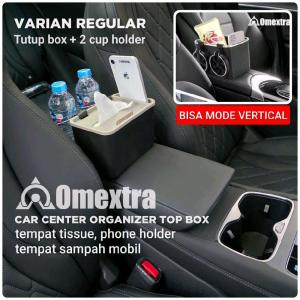 Topbox Omextra Armrest Storage Box Mobil Cup Holder Tempat tisu mobil Universal top box