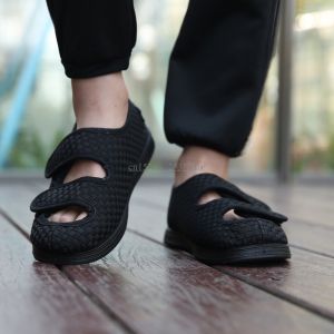 Lesvago Summer Comfortable Diabetes Shoes Fat Thumb Instep Height Foot Code Middle-Aged Elderly Sandals Swollen Adjustable Slippers 2023