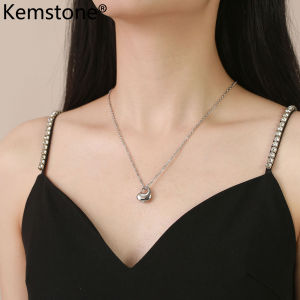 Kemstone Can Open Stainless Steel Cinerary Casket Heart Female Black Gold Silver Plated Pendant Necklace Souvenir Jewelry