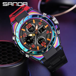 SANDA Mens Top Brand Fashion Sports Digital Quartz Watches Casual Men Military Waterproof Complete Calendar Luminous Chrono Watch