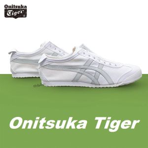 Genuine Tiger Shoes Classic White/light Grey Mexico66 Canvas Slip-on Comfortable Breathable Casual Sneakers for Men and Women 1183A360-103