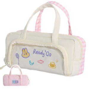 CEMOMEF Creative Cartoon Pencil Case Embroidery Portable Pen Organizer Pouch Stain-resistant Handbag Handheld Stationery Organizer School Supplies