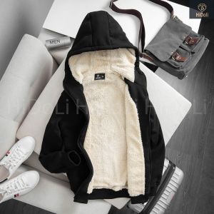 Áo khoác nỉ lót lông cừu nam nữ dày dặn ấm áp áo khoác hoodie nam nữ phong cách thời trang thể thao MANXURY
