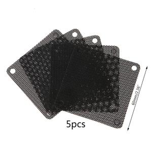 60mm PC Fan Dust Computer Fans Cooler PVC Black Dustproof for Case Cover Computer Mesh 5 Packs