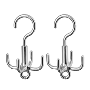Space Saving Closet Rod Hook with 360 Degree Rotation Functional Hanging Hooks for Belts Ties Scarves and Bags