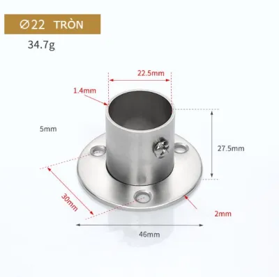 Giá Đỡ Thanh Treo Quần Áo Treo Rèm Bằng inox 201 - Bát đỡ Inox 201
