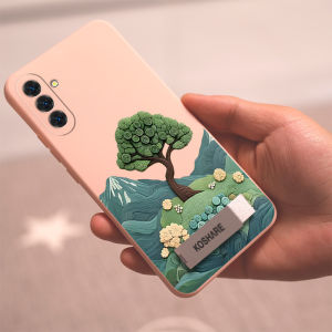 เคสสำหรับ Samsung S24 Ultra S25 S24 Plus S24 S25 FE S25 Ultra 5G 2023 เคสศัพท์แบบนุ่ม ซิลิโคนกันกระแทก ปกป้องดีไซน์ใหม่ ต้นไม้สวยงามพร้อมที่วาง YTCBZJLS01