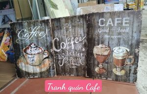 Tranh treo quán Cafe treo quán trà sữa treo quán trà chanh combo 3 bức 40x60cm có khung treo tặng kèm đinh