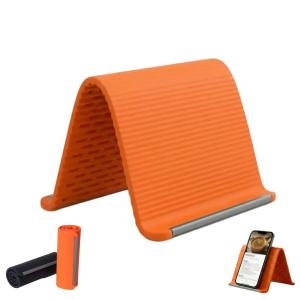 KEBIDUMEI 2PCS Portable Foldable Silicone Phone Stand Holder Adjustable Multi-Angle for Mobile Tablet Laptop Lightweight Bendable Desktop & Travel Use
