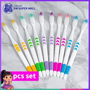 【SM Mall】Adult Soft Bristle Toothbrush 10 Pack Extra Soft Ultra Thin Fine Bristles Bamboo Charcoal Toothbrushes for Sensitive Gums Gentle Enamel Safe Teeth Whitening Non Slip Handle Dentist Recommended Family Bulk Set Travel Portable Household Cleaning