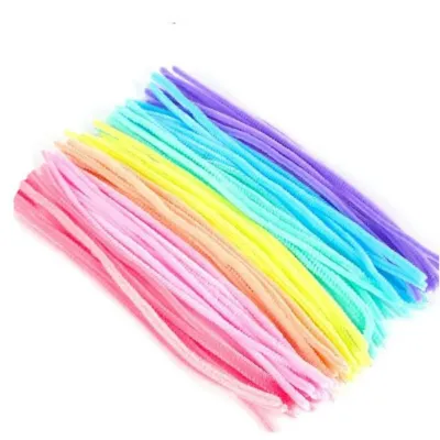 100PCS Colored Chenille Wires Fluffy Sticks DIY Craft Fuzzy Stems Twist Wire for Kids Play