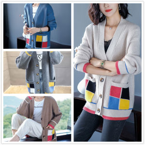 เสื้อไหมพรมคาร์ดิแกน สไตส์เกาหลี เสื้อคลุมคาร์ดิแกน เนื้อผ้าหนานุ่ม เสื้อคลุมกันหนาวผู้หญิง สเวตเตอร์ คาร์ดิแกน Sweaters
