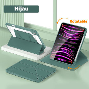 Case iPad Gen 11/9/10 360 Derajat Rotation Case Air 4/5/6 With Pencil Slot Smart Magnetic Acrylic Cover Casing