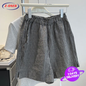 Z-ONER Plaid Shorts for Women New Style Wide Leg Pants High Waist Shorts