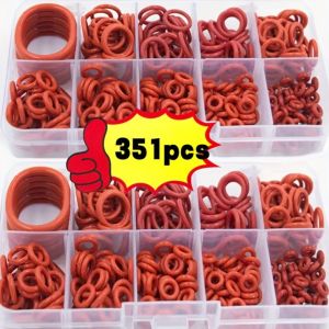 RIVENSTONE Oil-Resistant Silicone O-Ring Set Heat-Resistant High-temperature Resistant O-Ring Combo Pack Mixture Circular Rubber Silicone Seal Gasket Automotive Repair