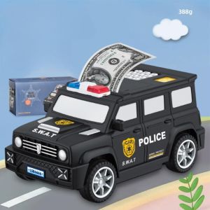 TESDFD Birthday Gift Auto Scroll Save Money Fingerprint Password Cash Coin Can Password Atm Cash Box Car Model Piggy Bank Swat Car Model Money Saving Box