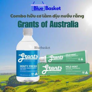Combo Kem Đánh Răng Làm Dịu Nướu và Nước Súc Miệng Grants of Australia Hữu Cơ Nhập Khẩu Từ Úc An Toàn Cho Cả Gia Đình