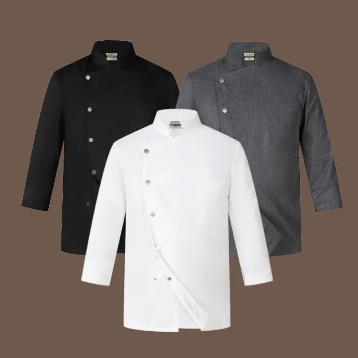 White Chef Jacket Long Sleeve Chef Uniform Cook Coat Chef T Shirt Baker Work Uniform Waiter 2064