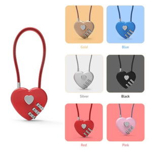 Exquisite Wire Rope Combination Lock Digital Padlock Zinc Alloy Padlock Heart Password Lock Coded Handbag Mini Padlock