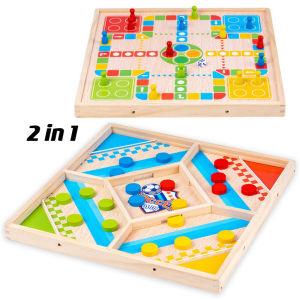 2 in 1 tabletop hockey ejection flying ludo chess multiplayer family party gathering board games