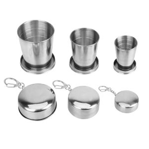 MMLUCK Stainless Steel Folding Cup Portable Collapsible Water Drinking Cup Multifunctional Stackable Outdoor Telescopic Cup Travel