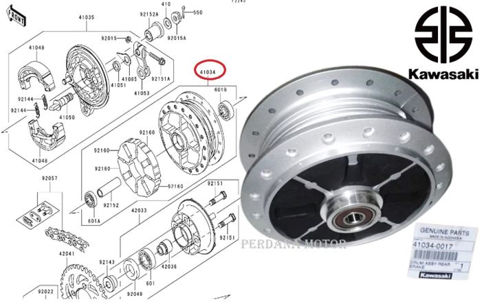 TROMOL BELAKANG BLITZ ZX 130 ORIGINAL KAWASAKI 41034-0017 / 0067