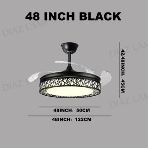 42/48 inch invisible fan light LED 3 color light with electric fan Birds Nest ceiling fan Chandelier Living Room Dining Room Bedroom Kitchen chandelier