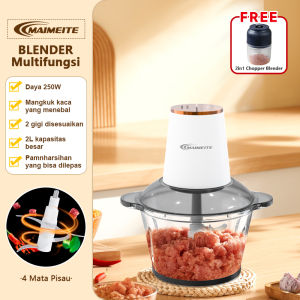 MAIMEITE  Blender Food Chopper Multifungsi 2L Chopper Kaca Penggiling Daging Multifungsi Penggiling Mixer Elektrik 250W