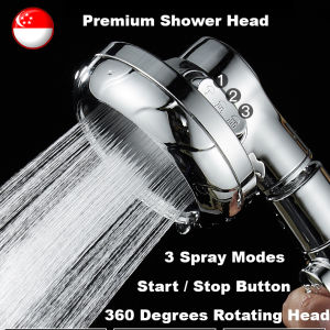 Shower Head | Low Water Pressure Friendly | 3 Spray Modes | Start / Stop Button