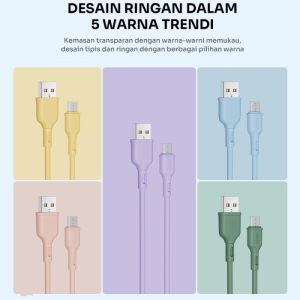 ROBOT Kabel Data Micro RBM100S KUAT & AWET for Android Micro USB 1M Data Cable Garansi Resmi