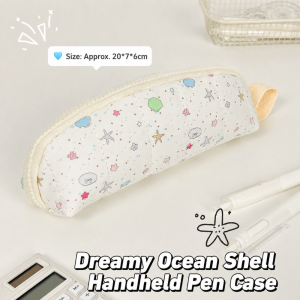 PURETEN Large Capacity Pencil Case Ocean Print Handheld Pen Bag Portable Zipper Design Pencil Pouch Gift
