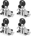 4 Pack Cabinet Drawer Locks with Keys, Keyed Alike Furniture Locker Lock, 3/4" 20mm Cylinder Cam Drawer Locks Chrome-Finish Zinc Alloy, Security cam Drawer Lock for Wardrobe Dresser Mailbox. 
