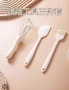 Shoefever] 3 Cái / bộ Bộ Nướng Bánh Silicon Kem Thìa Cạp Nhà Bếp Hộ Gia Đình Đánh Trứng Thịt Nướng Dầu Bàn Chải Tiện Ích Đồ Dùng Nhà Bếp Mới
