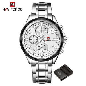 NAVIFORCE Original Man Casual Watch Waterproof Stainless Steel Quartz Double Date Luminous Wristwatch NF9089