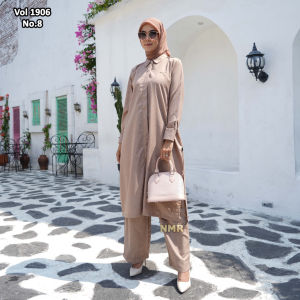 NMR Setelan Kulot Tunik Linen Plain Vol 1906-8