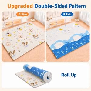 Beige Foldable XPE Baby Play Mat for Baby Thickened Waterproof Crawling Baby Mat Double-Sided Non-Slip Odorless Crawling Mat