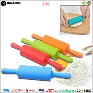 Roller - Alat Penggiling Adonan Bahan Plastik SILIKON Rol Putar - Pemipih Penipis Olahan Kue Pizza Dough Rolling Pin Penggilas Kulit Pastel Anti Lengket