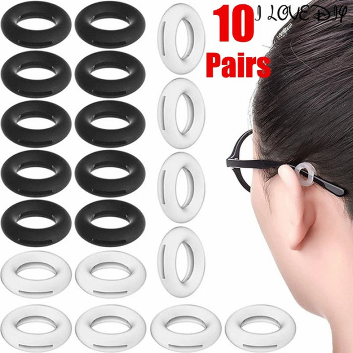 10Pairs Transparent Silicone Antislip Eyeglass Ear Hooks Round