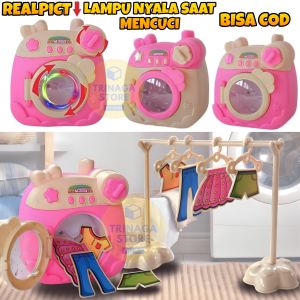 ( BISA COD ) PROMO Mainan Anak Mesin Cuci Bisa Putar Ada Lampu Dan Gantungan Baju / Mainan Anak Perempuan SNI Murah