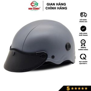 DANSHOP Mũ bảo hiểm 1/2 thời trang HELMETS màu xám xi măng trẻ trung có lỗ thông gió freesize (55-58cm) THỜI TRANG
