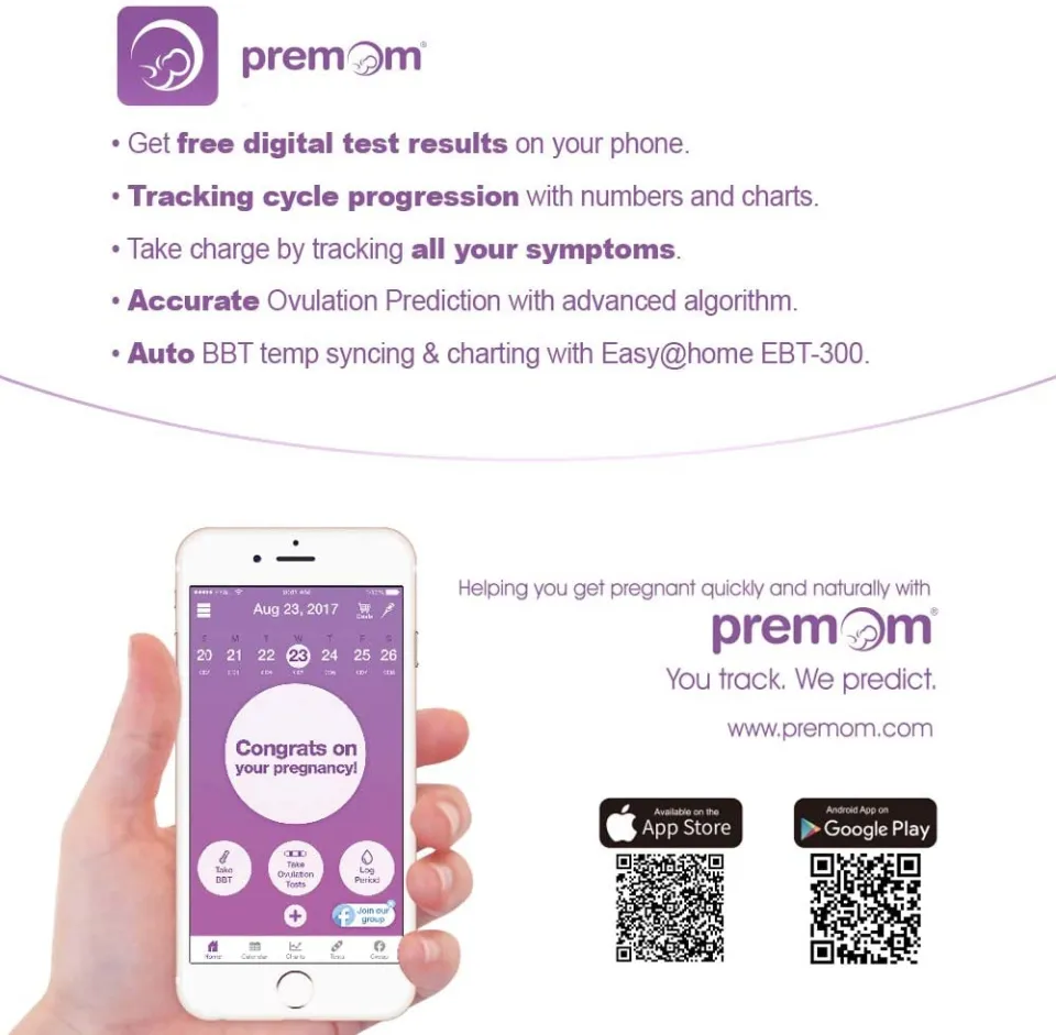  Easy@Home Ovulation Test Strips, 25 Pack Fertility Tests,  Ovulation Predictor Kit, Powered by Premom Ovulation Predictor iOS and  Android App, 25 LH Strips : Health & Household