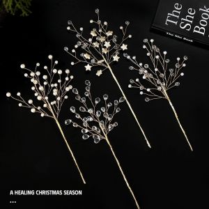 ERMENLED Glitter Finish Crystal Tree Branches Pentagram Shape Transparent Bead Glitter Tree Branches Sparkling Sparkling Effect Christmas Tree Ornament Christmas Tree Decor