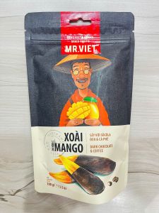 Date 08/27 Xoài Sấy với Socola Đen & Cà Phê Mr Viet - Dried Mango Dark Chocolate & Coffee 100g