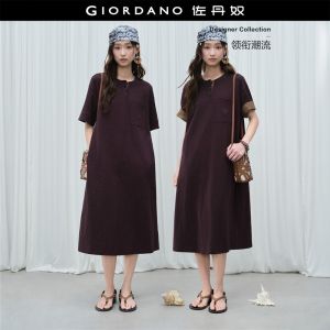 Giordano Women Women Henley Collar Dress Free Shipping 18466313