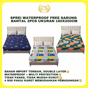 Sprei Waterproof ( Plus Sarung Bantal 2pcs ) Sprei Protektor Sprei Anti Bocor Ukuran 180x200cm