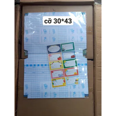 40 Tờ bọc sách vở tặng 40 nhãn vở decal 3D chống nước bụi bẩn kích thước 30cm x 43cm