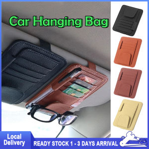 [Ready Stock] 1PCS Car Card Holder Universal Car Sun Visor Organizer PU Leather Multi Function Card Storage Glasses Pen Holder Paper Ticket Storage Bag Car Styling Car Accessories