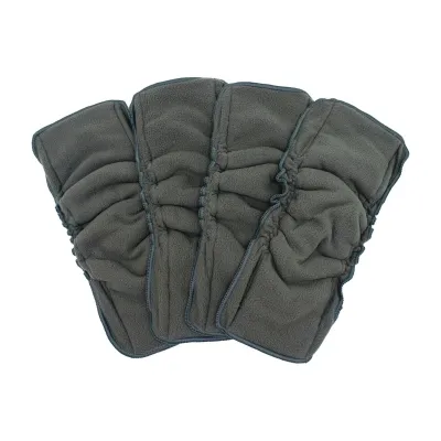 【Kira123】 Charcoal Bamboo Double Gussets Inserts 35*13.5cm 5Layers Bamboo Charcoal Microfiber Fabric Diaper Liner Use With Baby Nappy