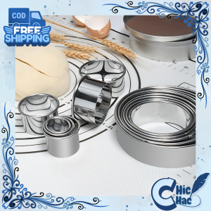 Round Mold Isi 11 Pcs + Iron Box / Cutter Stainless Steel  304 / Ring Burger Cromboloni Serbaguna